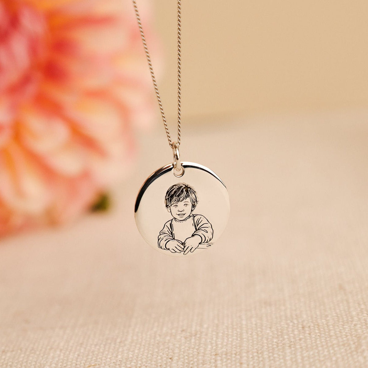 Fio em Prata com Medalha gravada com Fotografia (Personalizável) - Loja do Ouro
