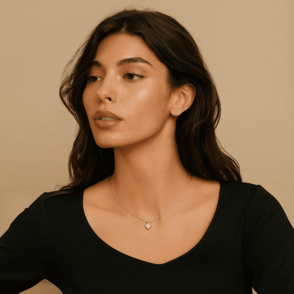 Fio em Prata com Zircão Coração (45cm) - Loja do Ouro