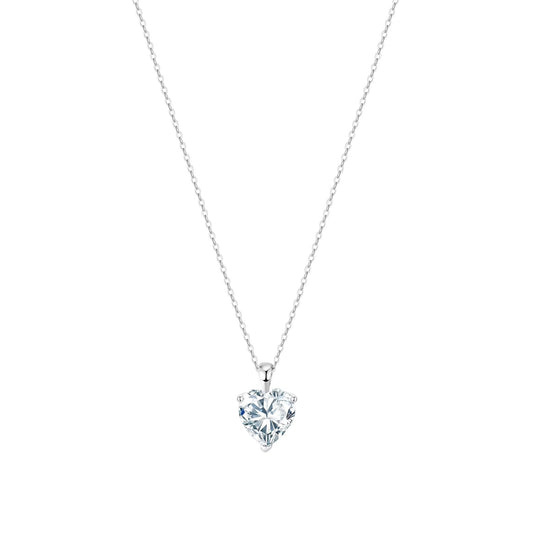 Fio em Prata com Zircão Talhe Coração (45cm) - Loja do Ouro