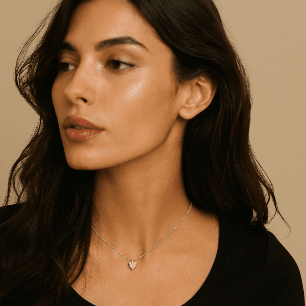 Fio em Prata com Zircão Talhe Coração (45cm) - Loja do Ouro