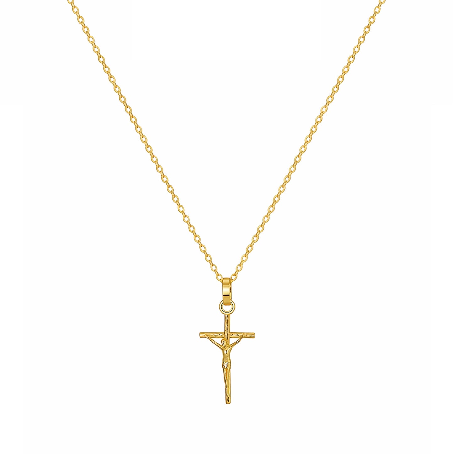 Fio em Prata Dourada com Crucifixo (45cm) - Loja do Ouro