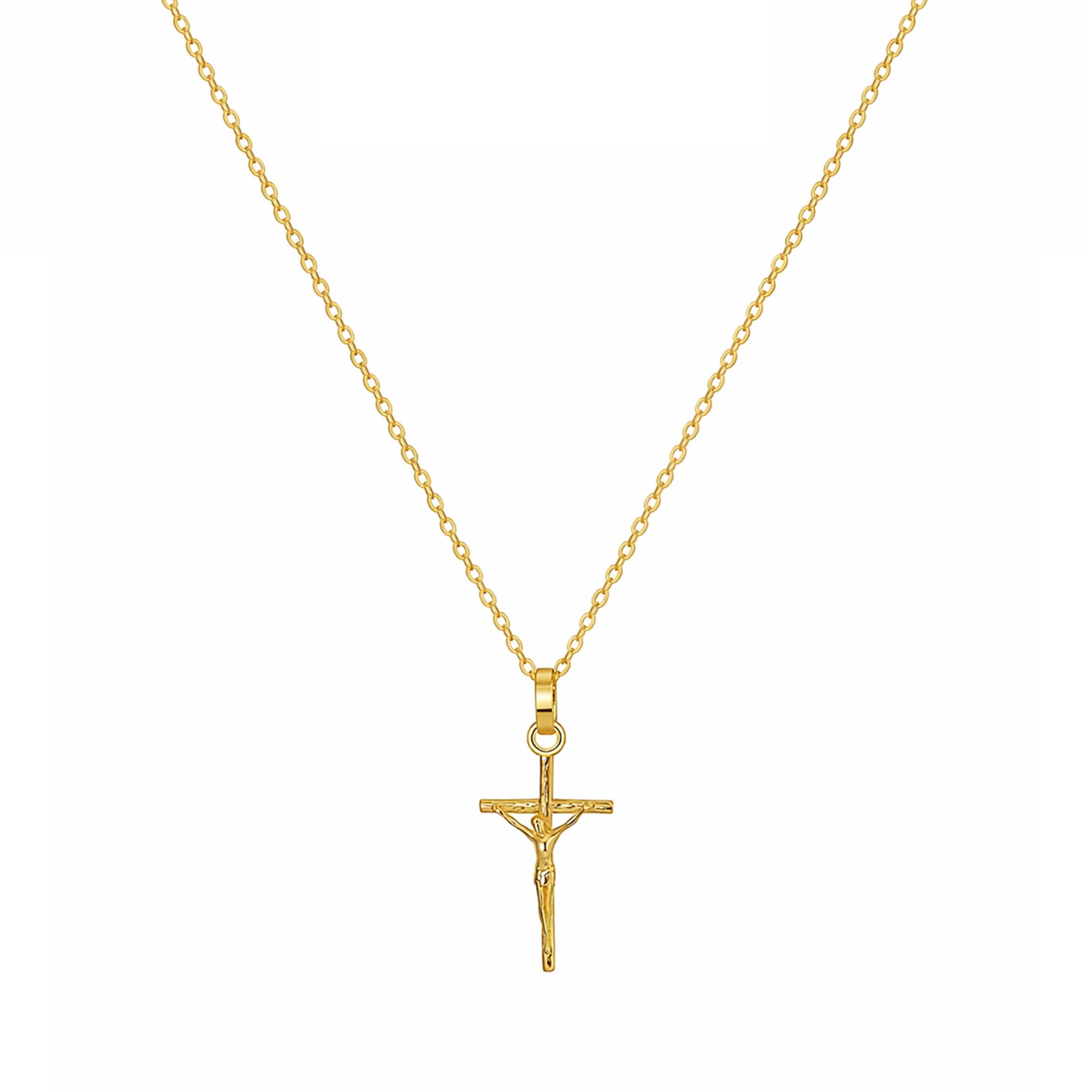 Fio em Prata Dourada com Crucifixo (45cm) - Loja do Ouro