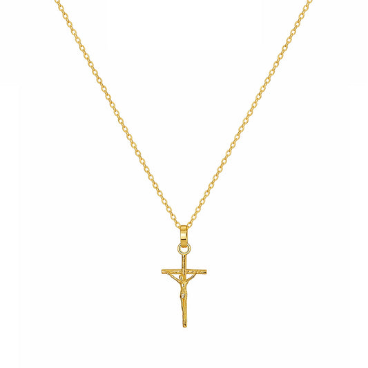 Fio em Prata Dourada com Crucifixo (45cm) - Loja do Ouro