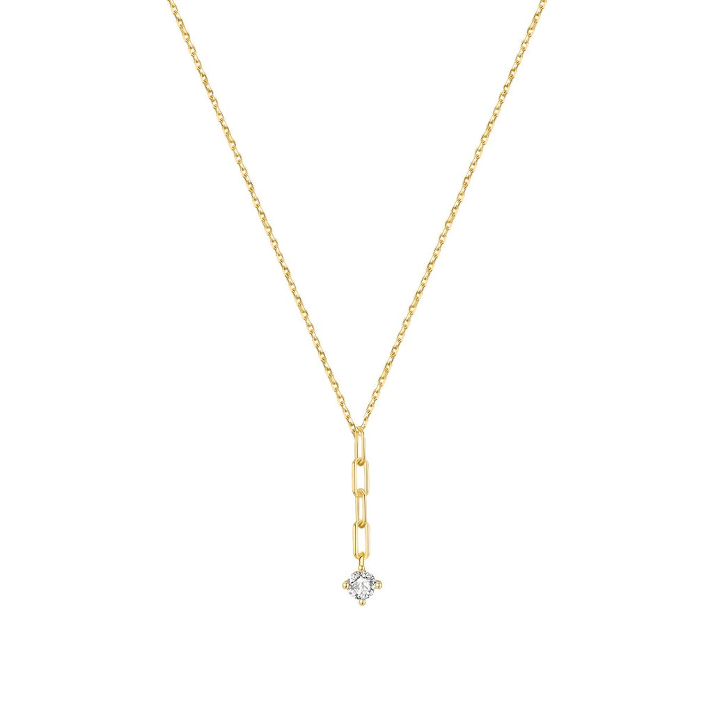 Fio em Prata Dourada com Pendente Zircónia (40cm) - Loja do Ouro