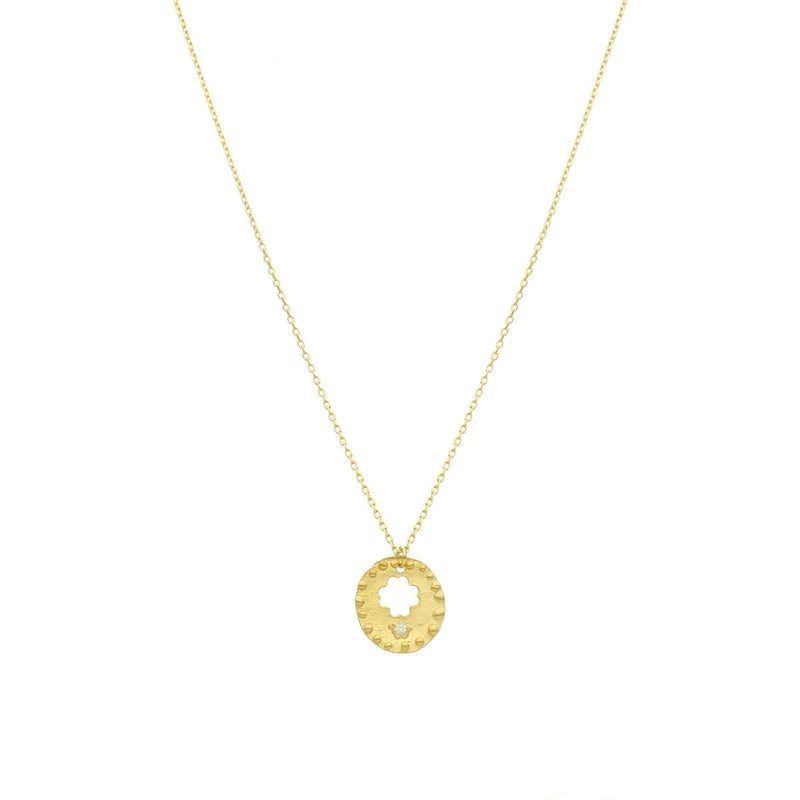 Fio em Prata Dourada com Trevo e Zircónia - Loja do Ouro