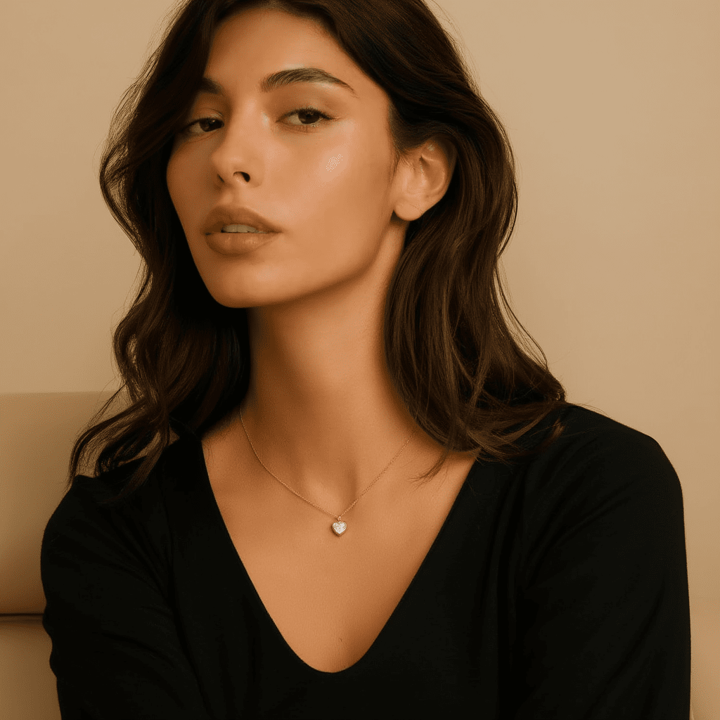 Fio em Prata Dourada com Zircão Coração (45cm) - Loja do Ouro