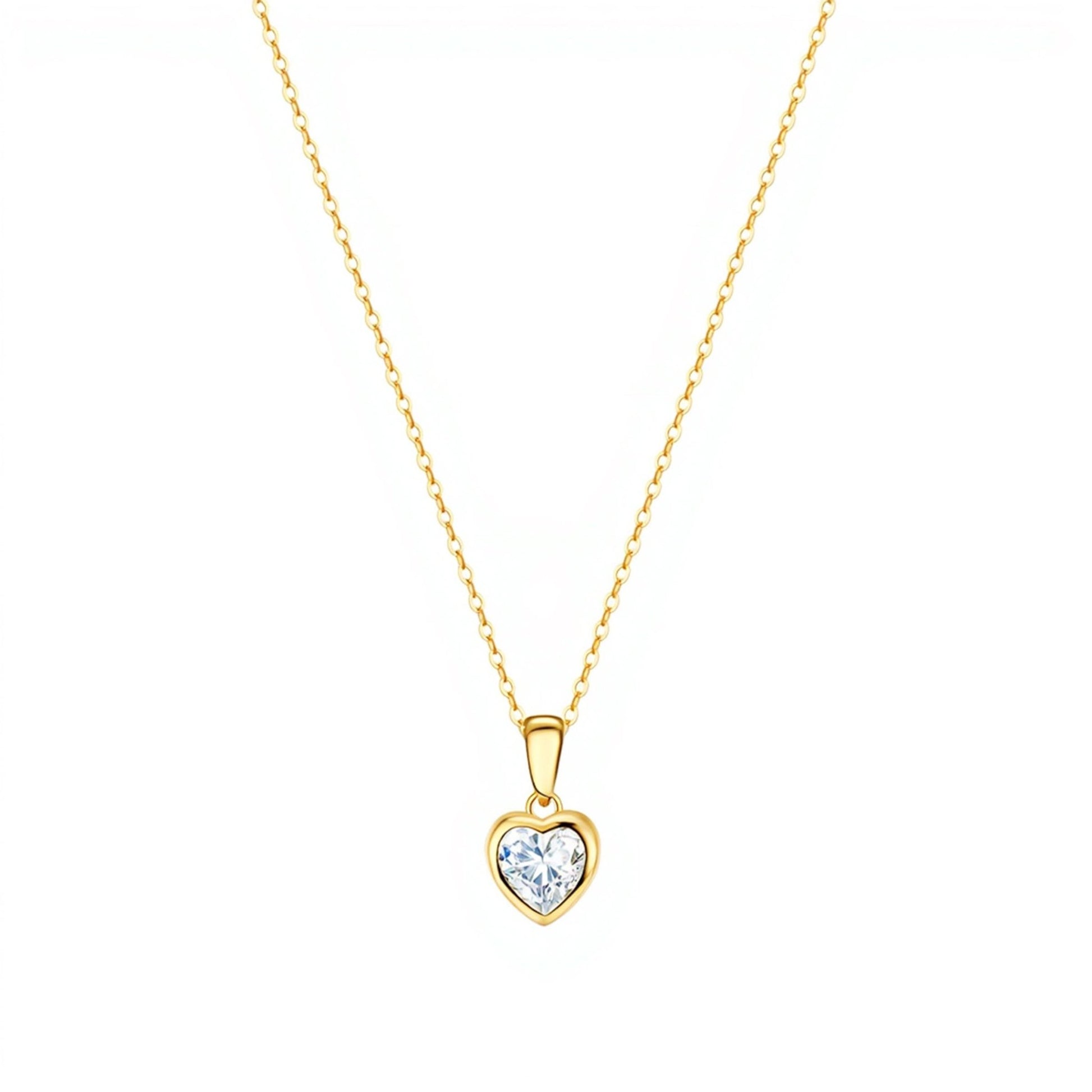 Fio em Prata Dourada com Zircão Coração (45cm) - Loja do Ouro