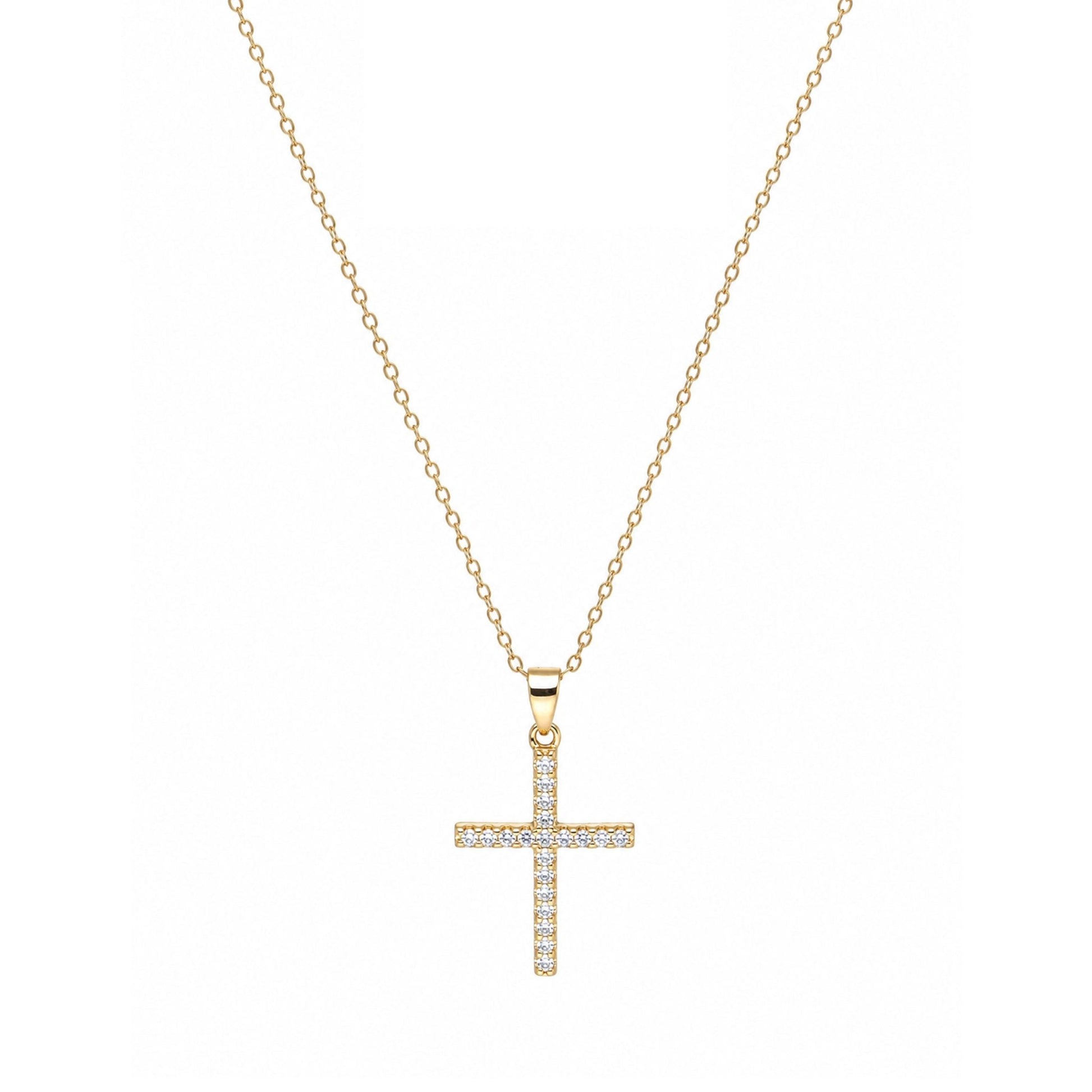 Fio em Prata Rose Gold com Cruz Cravejada de Zircónias - Loja do Ouro