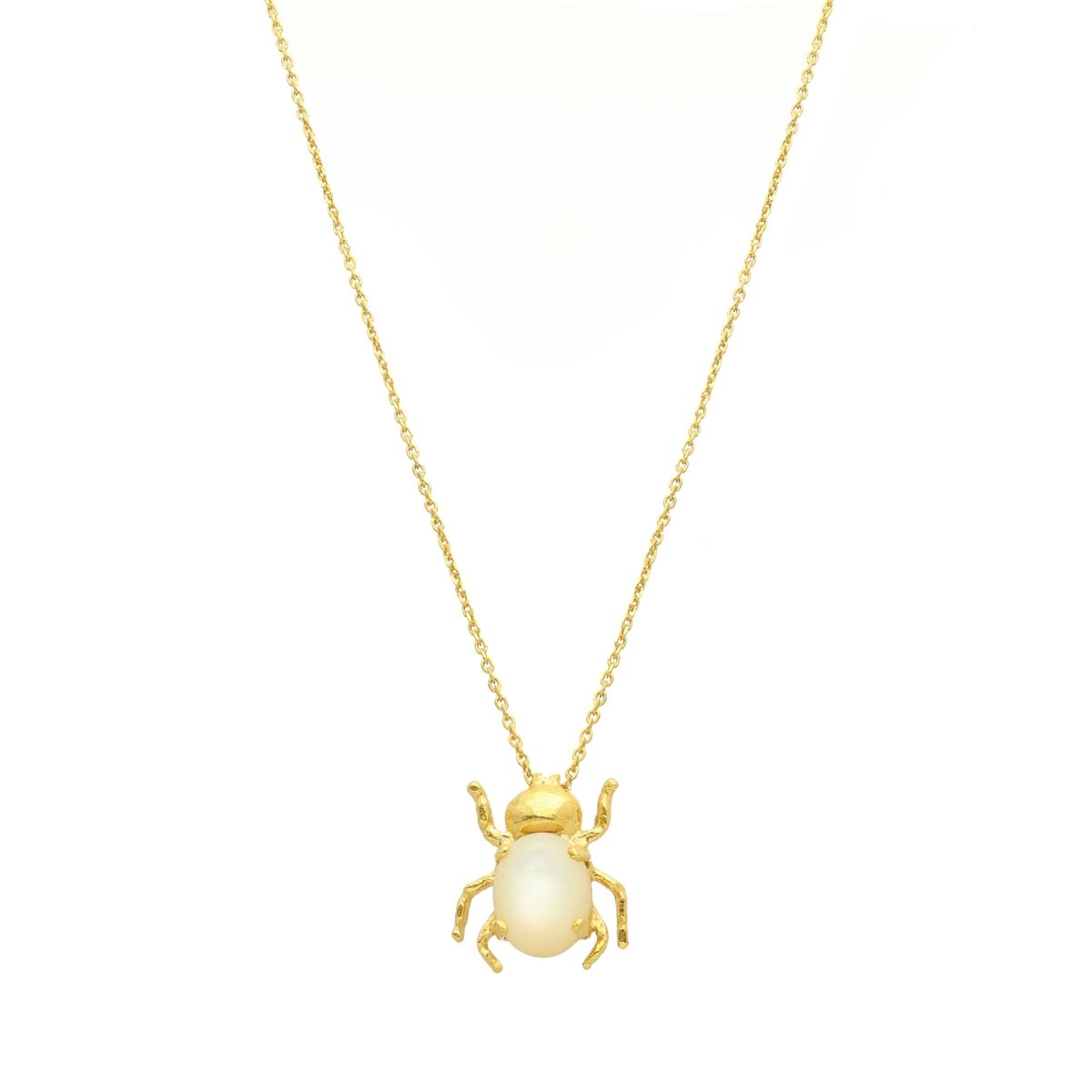 Fio Escaravelhos Brancos em prata Dourada - Loja do Ouro