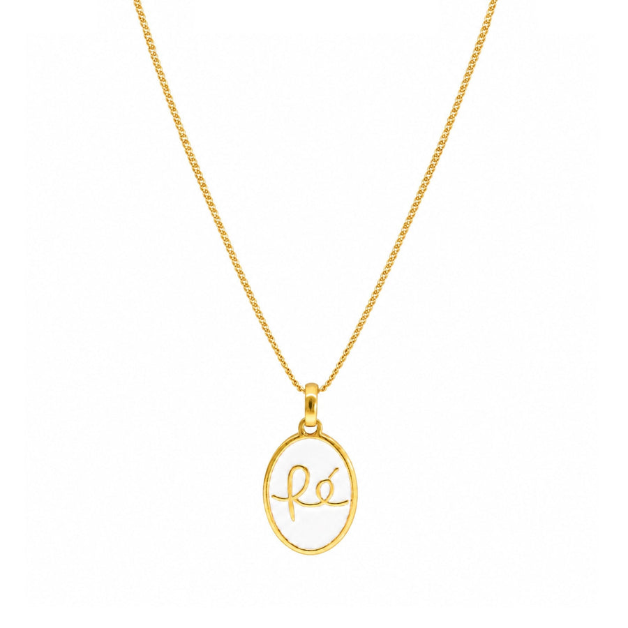 Fio Fé em Prata Dourada e Esmalte Branco - Loja do Ouro