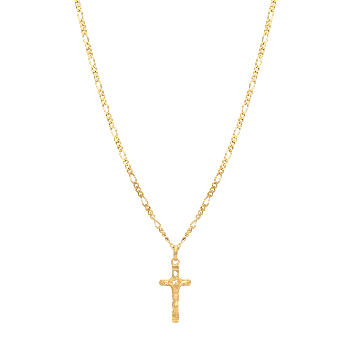 Hilo de malla 3x1 en oro de 19 kl con crucifijo (58cm) - Gold Store Premium