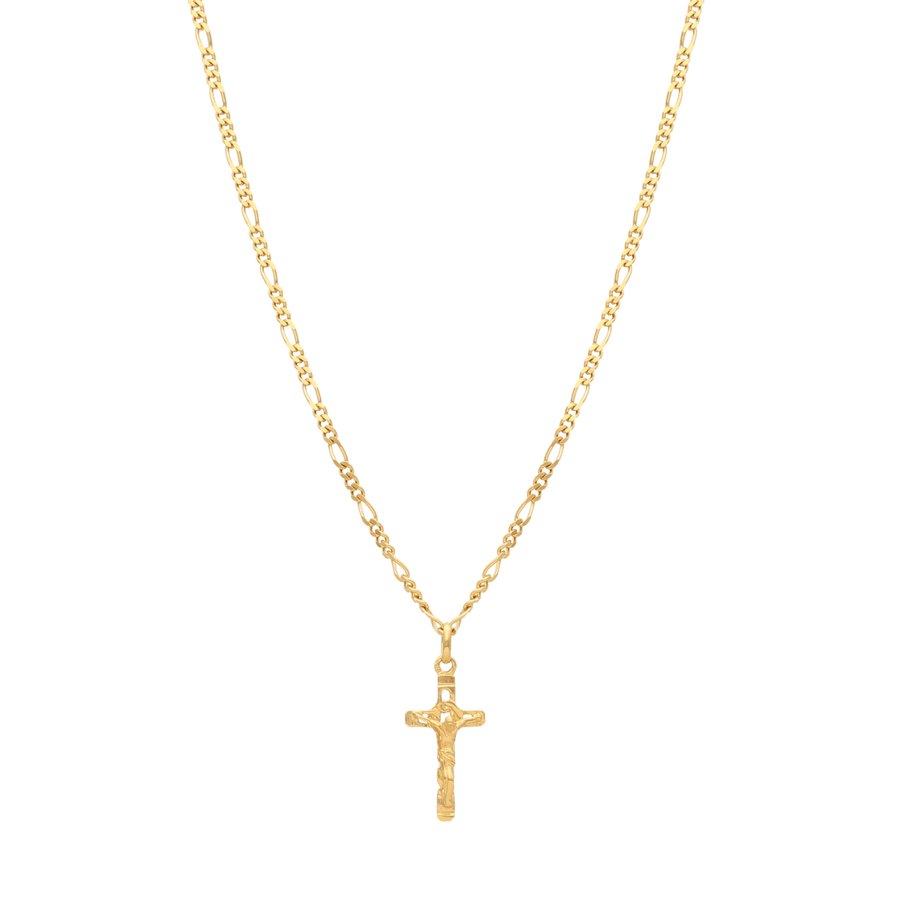 Hilo de malla 3x1 en oro de 19 kl con crucifijo (58cm) - Gold Store Premium