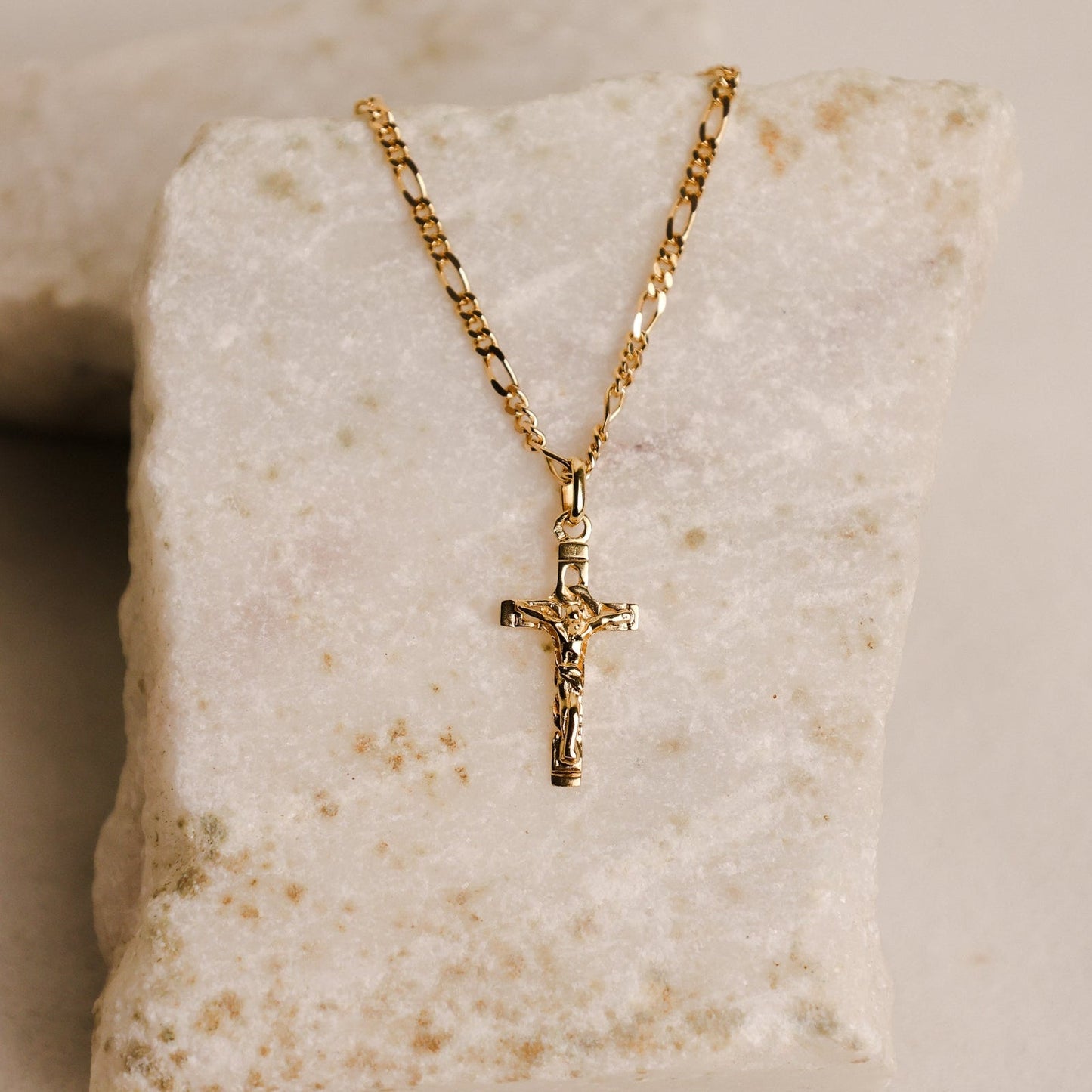 Fio Malha 3x1 em Ouro 19kl com Crucifixo (58cm) - Loja do Ouro