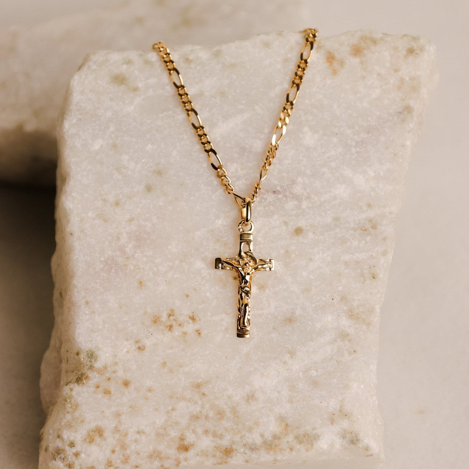 Fio Malha 3x1 em Ouro 19kl com Crucifixo (58cm) - Loja do Ouro