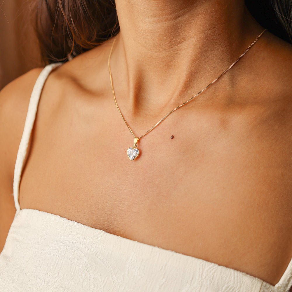 Fio Malha Barbela em Ouro 19kl com Zircão Coração (50cm) - Loja do Ouro