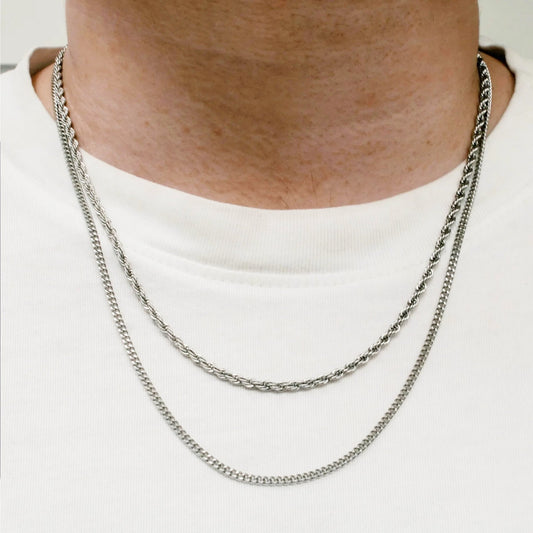 Fio Malha Barbela em Prata (60cm) - Loja do Ouro