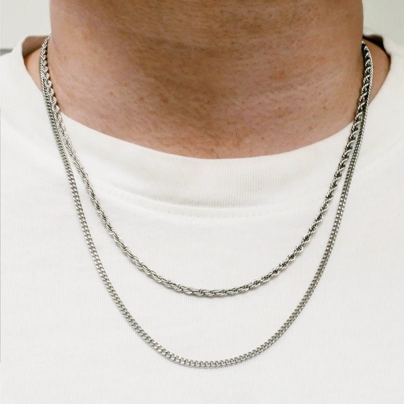 Fio Malha Barbela em Prata (60cm) - Loja do Ouro