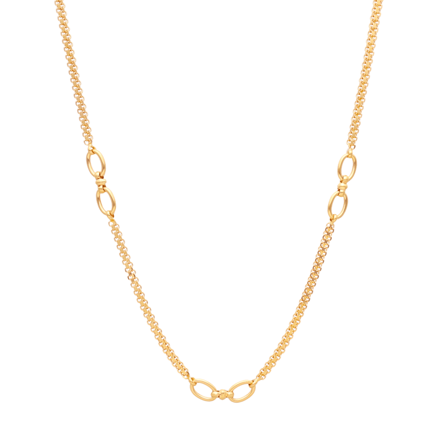 Fio Malha Batida em Ouro 19kl com Elos Ovais (45.5cm) - Loja do Ouro