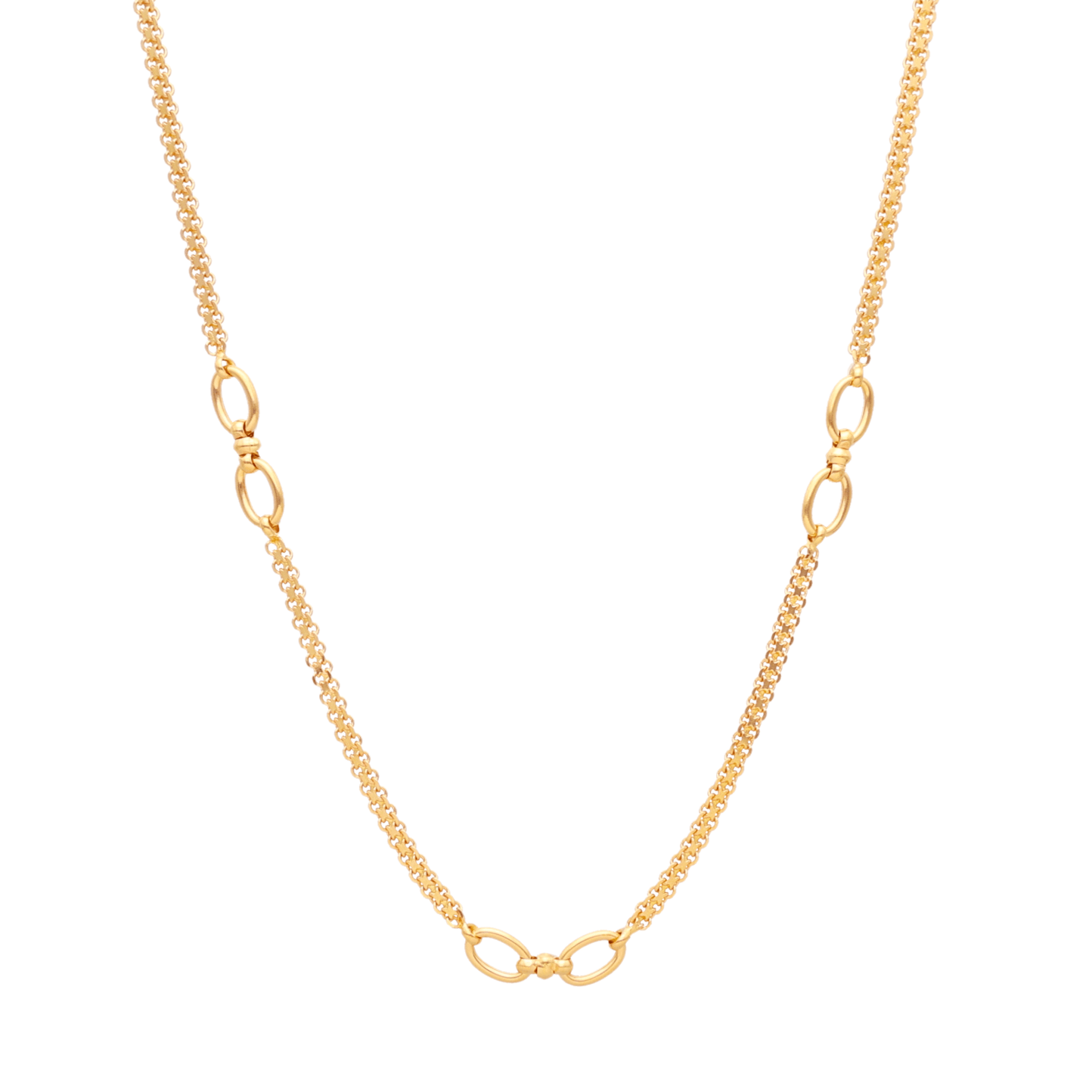 Fio Malha Batida em Ouro 19kl com Elos Ovais (45.5cm) - Loja do Ouro