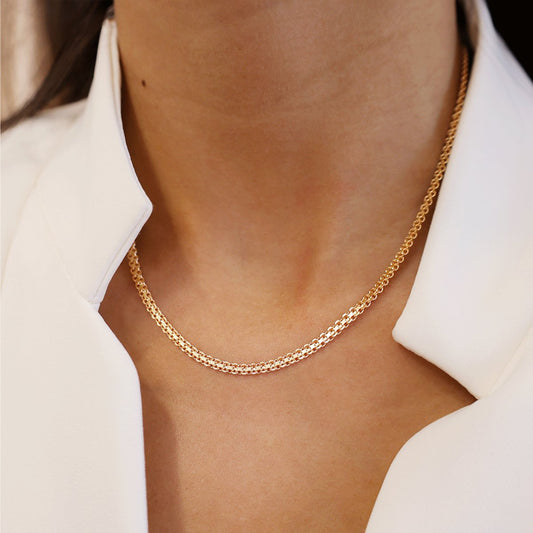 19kt Gold Beaten Mesh Wire with Oval Links (45.5cm)