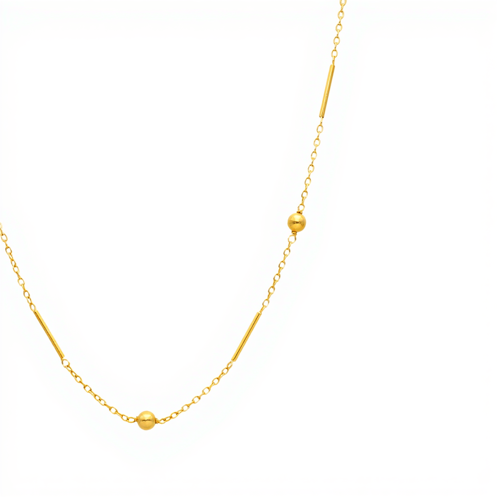 Fio Malha Cadeado com Traves e Esferas em Ouro 19kl (50cm) - Loja do Ouro