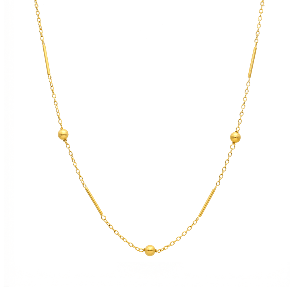 Fio Malha Cadeado com Traves e Esferas em Ouro 19kl (50cm) - Loja do Ouro