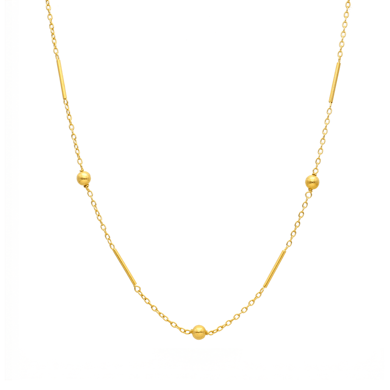 Fio Malha Cadeado com Traves e Esferas em Ouro 19kl (50cm) - Loja do Ouro