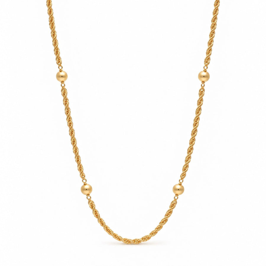 Fio Malha Corda em Ouro 19kl com Esferas (44.5cm) - Loja do Ouro