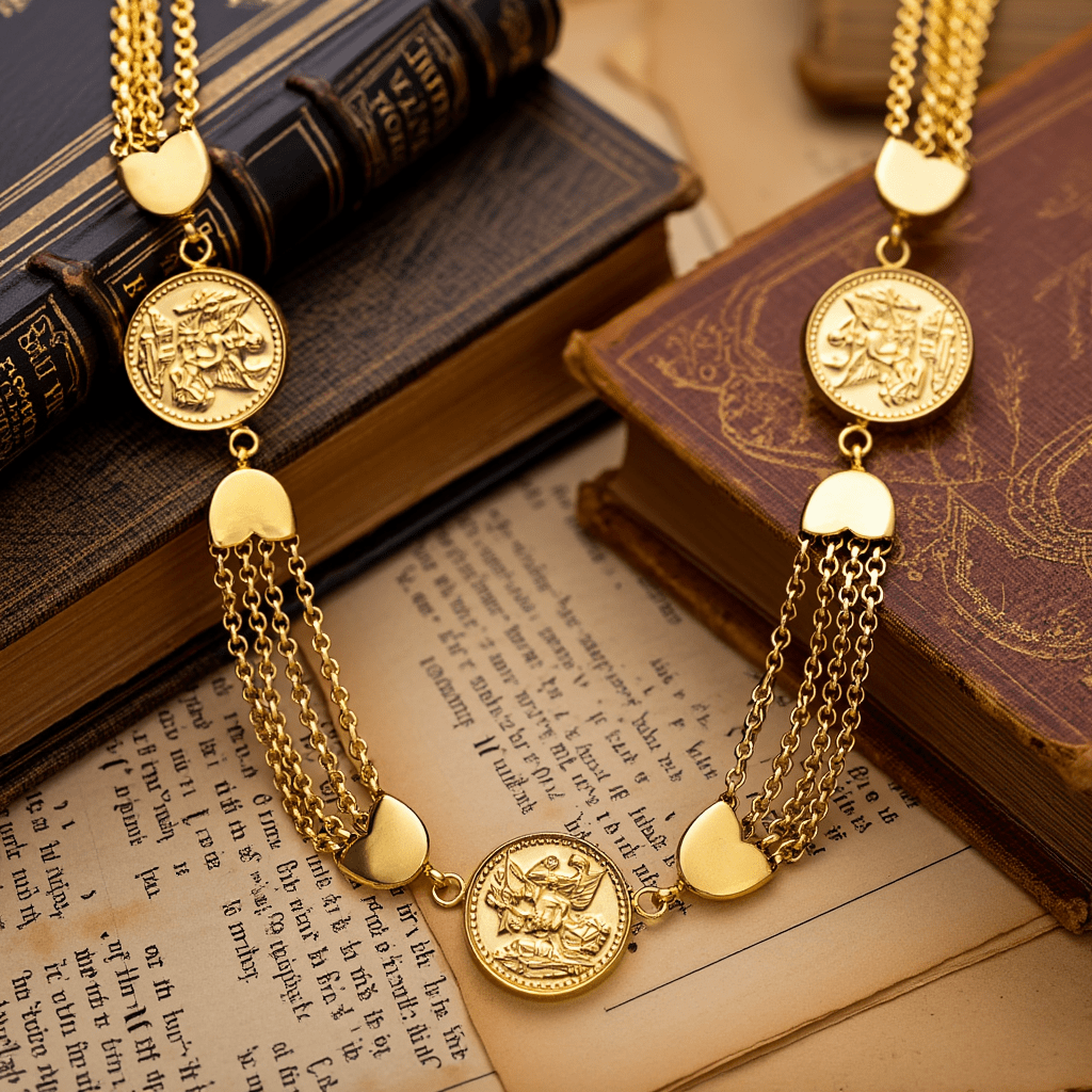 Fio Malha Cordão em Ouro 19kl com Imitação Moedas (43cm) - Loja do Ouro