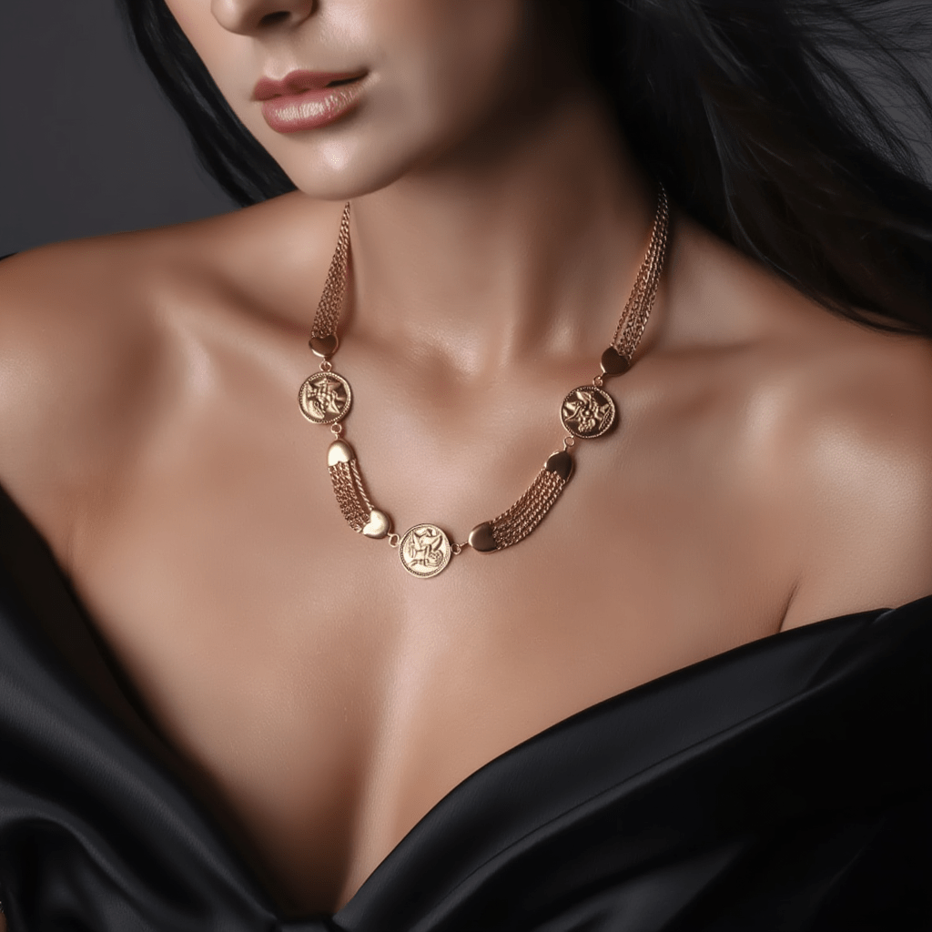 Fio Malha Cordão em Ouro 19kl com Imitação Moedas (43cm) - Loja do Ouro