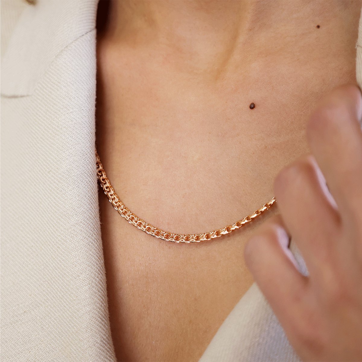 Fio Malha Friso em Ouro 19kl (82cm) - Loja do Ouro