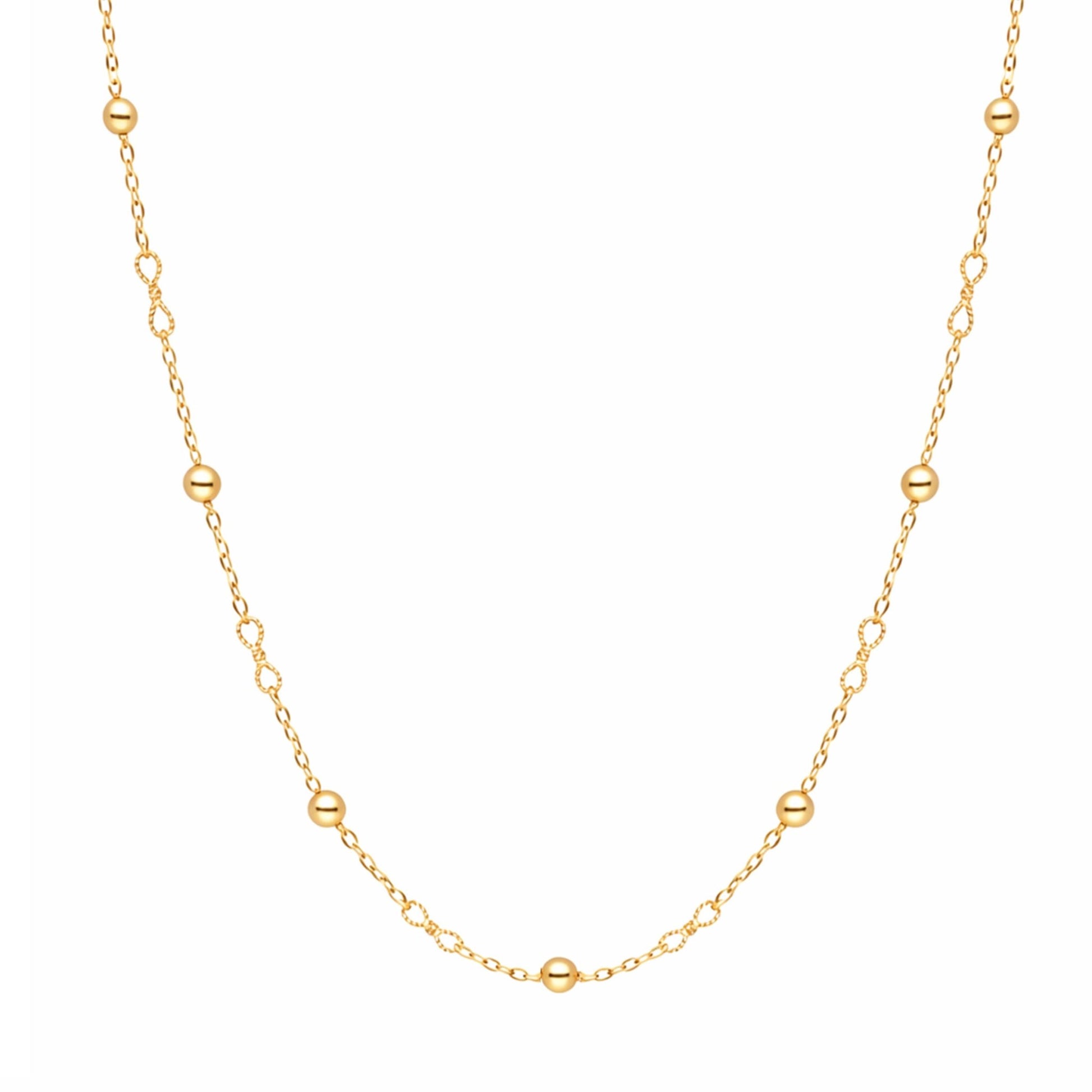 Fio Malha Infinito em Ouro 19kl com Esferas (50.5cm) - Loja do Ouro