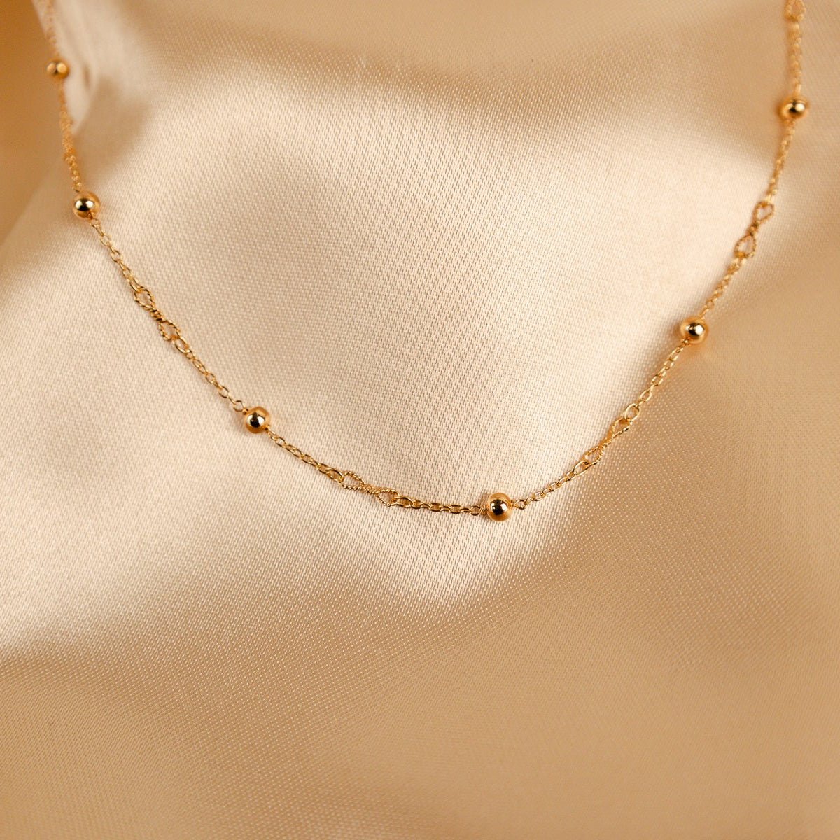Fio Malha Infinito em Ouro 19kl com Esferas (50.5cm) - Loja do Ouro