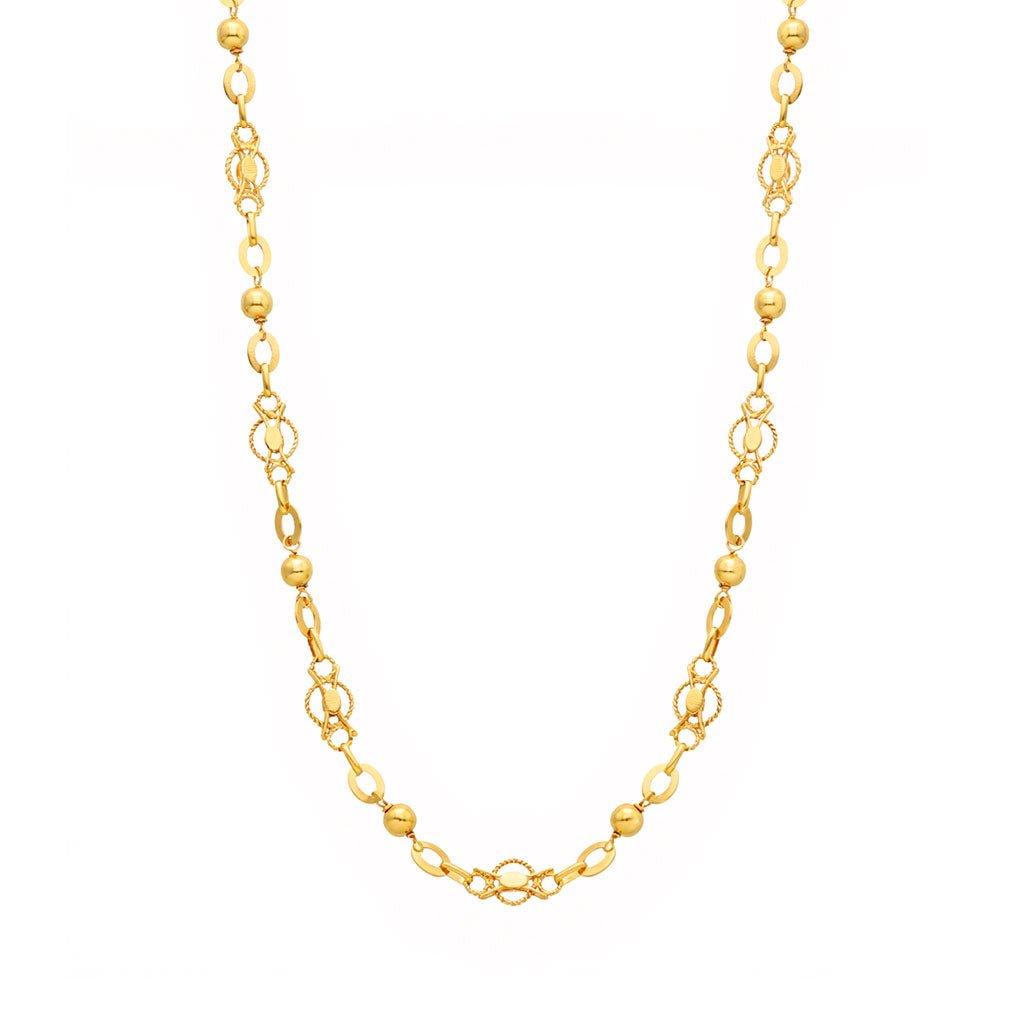 Fio Malha Trancelim com Esferas em Ouro 19kl (45cm) - Loja do Ouro