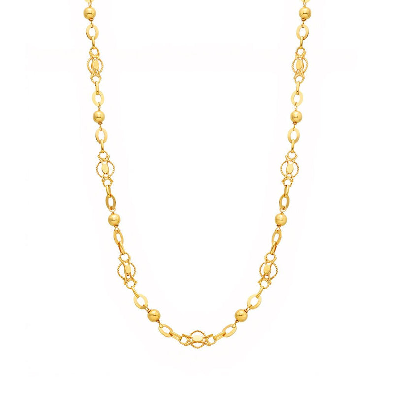 Fio Malha Trancelim com Esferas em Ouro 19kl (45cm) - Loja do Ouro