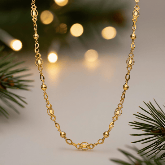 Fio Malha Trancelim com Esferas em Ouro 19kl (45cm) - Loja do Ouro