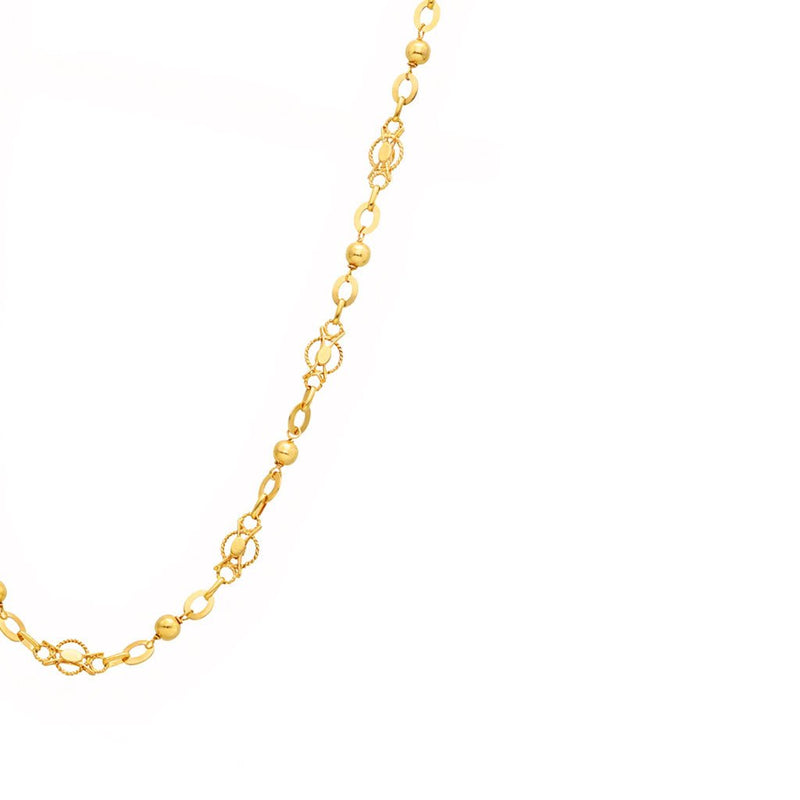 Fio Malha Trancelim com Esferas em Ouro 19kl (45cm) - Loja do Ouro