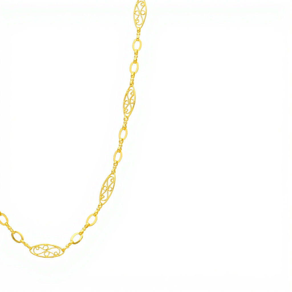 Fio Malha Trancelim Filigrana em Ouro 19kl (53cm) - Loja do Ouro