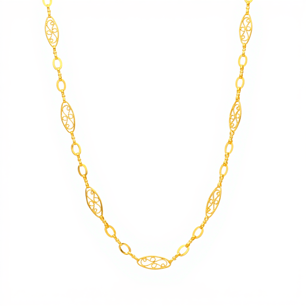 Fio Malha Trancelim Filigrana em Ouro 19kl (53cm) - Loja do Ouro