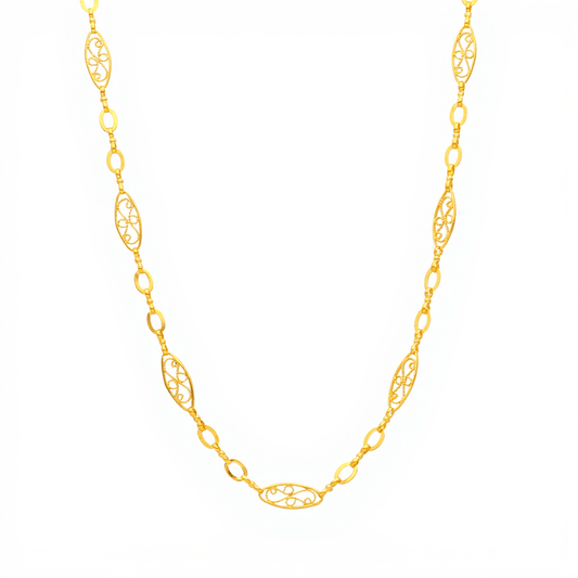 Fio Malha Trancelim Filigrana em Ouro 19kl (53cm) - Loja do Ouro