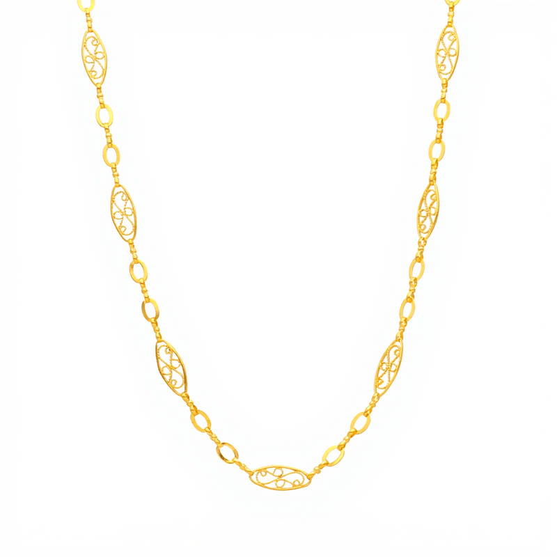 Fio Malha Trancelim Filigrana em Ouro 19kl (53cm) - Loja do Ouro