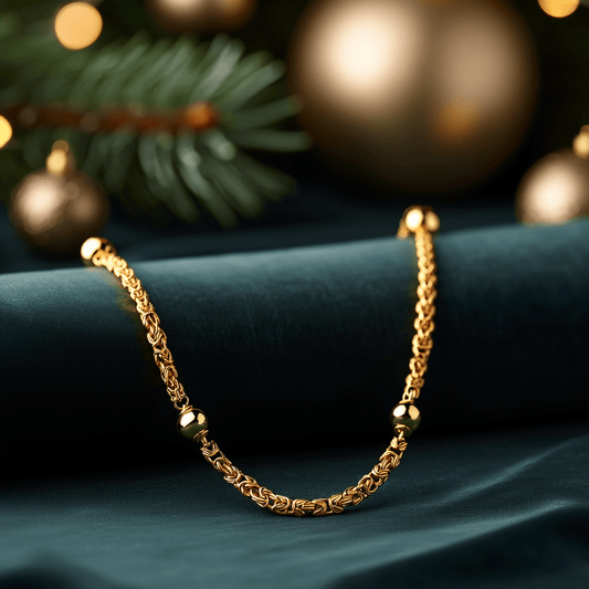 Fio Malha Virolinha em Ouro 19kl com Bolas Lisas (43.5cm) - Loja do Ouro