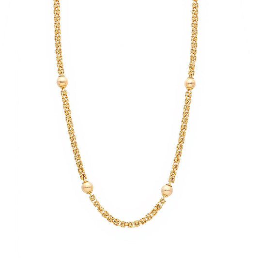 Fio Malha Virolinha em Ouro 19kl com Bolas Lisas (43.5cm) - Loja do Ouro