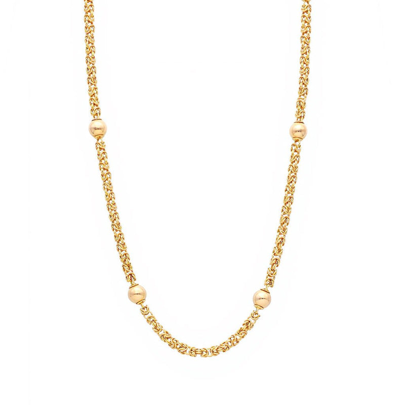 Fio Malha Virolinha em Ouro 19kl com Bolas Lisas (43.5cm) - Loja do Ouro