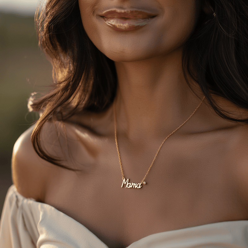 Fio Mama em Prata Dourada (34cm) - Loja do Ouro