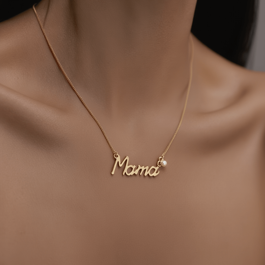 Fio Mama em Prata Dourada (34cm) - Loja do Ouro