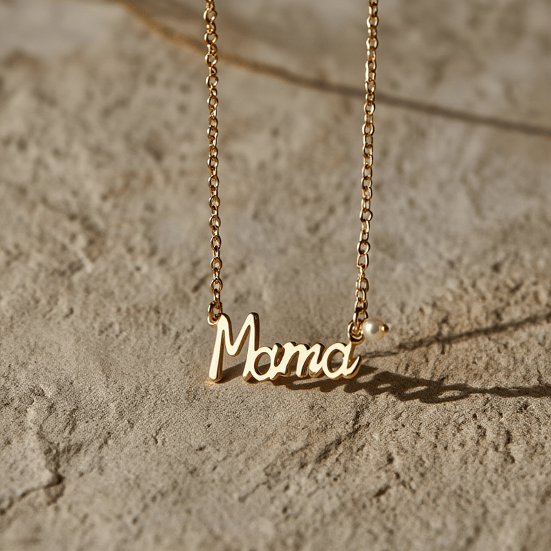 Fio Mama em Prata Dourada (34cm) - Loja do Ouro