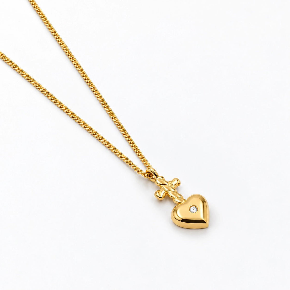 Fio Mi Corazon White em prata 925 dourada com medalha Coração Vaticano e zircónia.