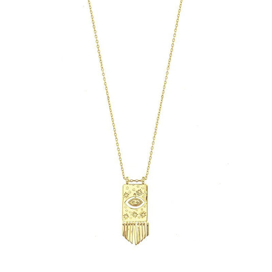 Fio Místico em Prata Dourada com Olho e Estrelas - Loja do Ouro