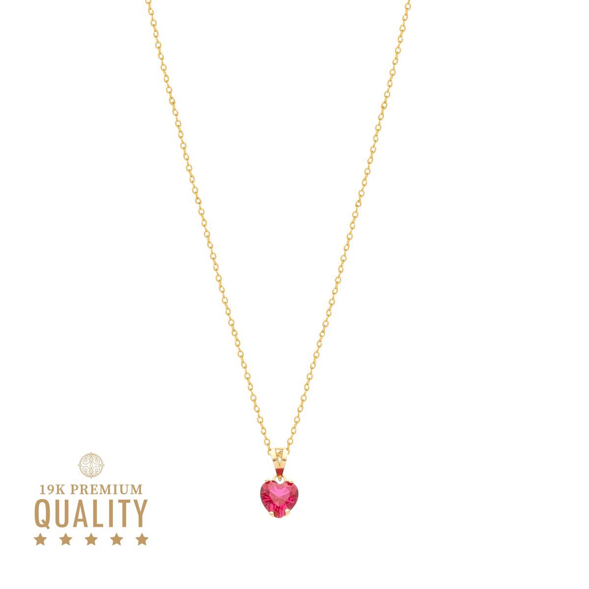 Fio Ponto de Amor em Ouro com Coração Rosa - Loja do Ouro